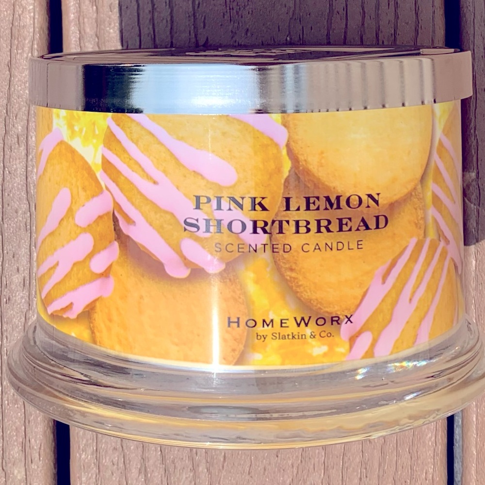 🆕 PINK LEMON SHORTBREAD HARRY SLATKIN HOMEWORX 4 WICK 18oz CANDLE NWTS!!!
